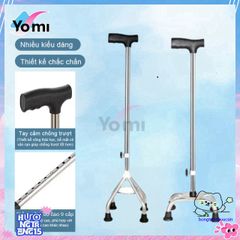 Gậy Chống Trượt Inox Bốn Chân Điều Chỉnh Cao 65-90cm - Thiết Bị Đi Lại Dành Cho Người Già, Hỗ Trợ Phục Hồi Chấn Thương