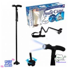 Gậy Chống Trượt 4 Chân Inox Gập Gọn Tích Hợp Đèn LED - Dụng Cụ Hỗ Trợ Di Chuyển Cho Người Già, Người Khuyết Tật, Người Phục Hồi Chức Năng