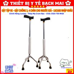 Gậy Đi Bộ 4 Chân Chống Trơn Trượt - Dành Cho Người Già, Khuyết Tật, Giúp Tập Đi An Toàn và Tiện Lợi