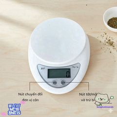 Cân Điện Tử Mini Nhà Bếp 5Kg B05 - Cân Chính Xác, Thiết Kế Nhỏ Gọn, Thích Hợp Làm Bánh, Pha Chế và Kiểm Soát Khẩu Phần