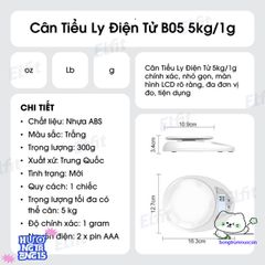 Cân Mini Điện Tử 5Kg - Cảm Biến Chính Xác, Thiết Kế Gọn Nhẹ Dễ Dàng Mang Theo, Màn Hình LCD Rõ Ràng