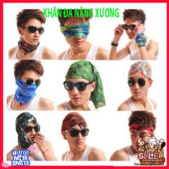 Khăn Đa Chức Năng Hình Đầu Lâu Xương Xanh Gradient - Phụ Kiện Thời Trang Mùa Hè, Vải Lanh Mát Mẻ và Co Giãn, Thoải Mái và Độc Đáo