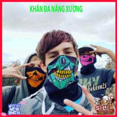 Combo 8 Khăn Đa Chức Năng Họa Tiết Xương Sọ - Màu Sắc Rực Rỡ, Chất Liệu Vải Thun Co Giãn 50cm, Lý Tưởng Cho Du Lịch Và Thể Thao