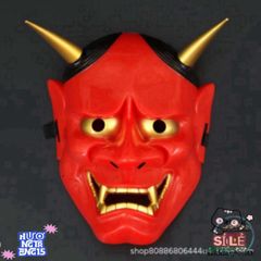Mặt Nạ Oni Noh Hannya Halloween - Phụ Kiện Hóa Trang Quỷ Hai Sừng Độc Đáo Cho Tiệc Tùng và Chụp Ảnh