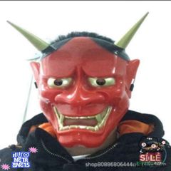 Mặt Nạ Oni Noh Hannya Halloween - Phụ Kiện Hóa Trang Quỷ Hai Sừng Độc Đáo Cho Tiệc Tùng và Chụp Ảnh