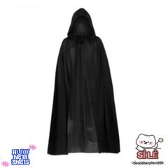 Áo Choàng Halloween Đen Mũ Trùm Đầu - Hóa Trang Phù Thủy & Ma Cà Rồng Cho Trẻ Em & Người Lớn - Thời Trang Cosplay 90/120 cm