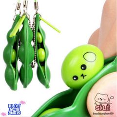 Bộ 2 Móc Chìa Khóa Hạt Đậu Xanh Lá Đáng Yêu - Phụ Kiện Giảm Căng Thẳng, Quà Tặng Dễ Thương Cho Nam Nữ