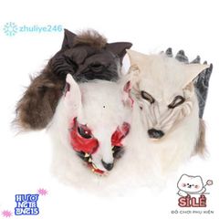 Mặt nạ sói Halloween & găng tay vinyl - Trang phục Cosplay độc đáo cho bữa tiệc ma quái và lễ hội hóa trang!