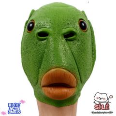 Mũ Đội Đầu Silicone Hóa Trang - Hình Cá Xanh & Mặt Nạ Ếch Hacker Cho Người Lớn - Phụ Kiện Tiệc Tùng Độc Đáo