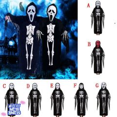 Áo choàng xương Halloween độc đáo với mặt nạ đầu lâu - Trang phục thời trang nữ ấn tượng cho lễ hội hóa trang