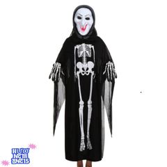 Áo choàng xương Halloween độc đáo với mặt nạ đầu lâu - Trang phục thời trang nữ ấn tượng cho lễ hội hóa trang