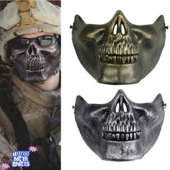 Mặt Nạ Đầu Lâu Nửa Khuôn Mặt - Phụ Kiện Halloween Độc Đáo Dành Cho Người Lớn - Thời Trang Bữa Tiệc Cá Tính