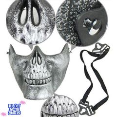 Mặt Nạ Đầu Lâu Nửa Khuôn Mặt - Phụ Kiện Halloween Độc Đáo Dành Cho Người Lớn - Thời Trang Bữa Tiệc Cá Tính