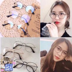 Kính Mắt Tròn Gọng Sắt Nobita 0 Độ - Chất Liệu Bền Bỉ, 4 Màu Trẻ Trung Đen Vàng Trắng Vàng Mắt, Phong Cách Thời Trang Hàn Quốc
