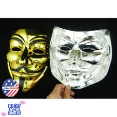 Mặt Nạ Guy Fawkes Mạ Bạc Vàng Hacker - Phụ Kiện Thời Trang Độc Đáo Cho Halloween và Các Lễ Hội, Chất Liệu Sang Trọng