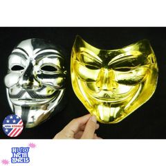 Mặt Nạ Guy Fawkes Mạ Bạc Vàng Hacker - Phụ Kiện Thời Trang Độc Đáo Cho Halloween và Các Lễ Hội, Chất Liệu Sang Trọng