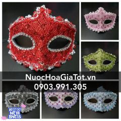 Mặt Nạ Dạ Hội Nửa Mặt Thiết Kế Lông Vũ Sang Trọng - Phụ Kiện Hóa Trang Kim Sa Cho Dịp Tiệc & Halloween