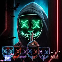 Mặt Nạ LED Neon Cyberpunk Phát Sáng - Phụ Kiện Cosplay Đậm Chất Punk Cho Halloween, Tiệc Tối & Sự Kiện Độc Đáo