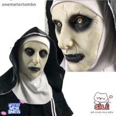 Mặt nạ Valak Cao Su Độc Đáo Cho Nữ - Trang Phục Halloween Hấp Dẫn Kèm Khăn Trùm Đầu, Thiết Kế Thân Thiện Môi Trường