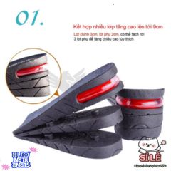 Lót Giày Tăng Chiều Cao Cao Cấp Đệm Khí Thoáng Mát - Phù Hợp Với Mọi Kích Cỡ Giày Nam Nữ, Đen Sang Trọng