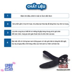 Lót Giày Tăng Chiều Cao Cao Cấp Đệm Khí Thoáng Mát - Phù Hợp Với Mọi Kích Cỡ Giày Nam Nữ, Đen Sang Trọng