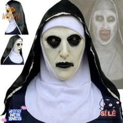 Khẩu trang Valak Halloween - Mặt nạ cao su ma quái kèm khăn đội đầu phong cách độc đáo cho lễ hội và tiệc tùng