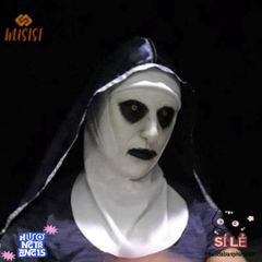 Khẩu trang Valak Halloween - Mặt nạ cao su ma quái kèm khăn đội đầu phong cách độc đáo cho lễ hội và tiệc tùng