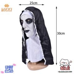 Khẩu trang Valak Halloween - Mặt nạ cao su ma quái kèm khăn đội đầu phong cách độc đáo cho lễ hội và tiệc tùng