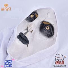 Khẩu trang Valak Halloween - Mặt nạ cao su ma quái kèm khăn đội đầu phong cách độc đáo cho lễ hội và tiệc tùng