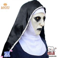Khẩu trang Valak Halloween - Mặt nạ cao su ma quái kèm khăn đội đầu phong cách độc đáo cho lễ hội và tiệc tùng