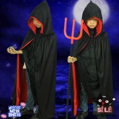 Áo Choàng Halloween Hai Màu Đen Đỏ - Trang Phục Phù Thủy Độc Đáo Cho Người Lớn & Trẻ Nhỏ, Tham Dự Tiệc Cosplay