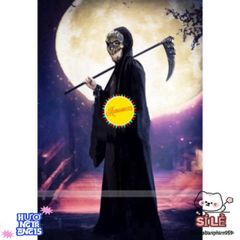 Áo choàng Thần Chết Halloween - Trang phục hóa trang bí ẩn cho bữa tiệc, linh hoạt cho trẻ em và người lớn, dễ phối phụ kiện