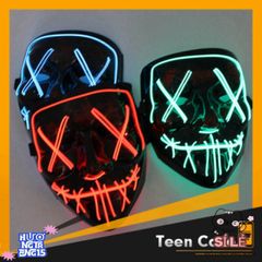 Mặt Nạ LED Phát Quang Đa Màu Sắc Halloween & Trung Thu 2024 - Mặt Nạ Hóa Trang Thần Chết, An Toàn Cho Trẻ Em & Người Lớn