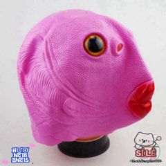 Mặt Nạ Silicone Cá HỒNG Cho Người Lớn Kèm Mũ Ếch Xanh - Phụ Kiện Hóa Trang Halloween và TikTok Cosplay Độc Đáo