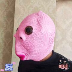 Mặt Nạ Silicone Cá HỒNG Cho Người Lớn Kèm Mũ Ếch Xanh - Phụ Kiện Hóa Trang Halloween và TikTok Cosplay Độc Đáo