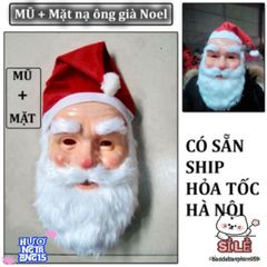 Bộ Mặt Nạ Ông Già Noel Và Mũ Râu Trắng - Phụ Kiện Trang Trí Giáng Sinh Và Halloween Vui Nhộn, Thú Vị Cho Tiệc Tùng