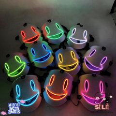 Mặt Nạ LED Phát Sáng Đen Trắng Cosplay Thiên Thần Nụ Cười Hiruko - Phụ Kiện Halloween Độc Đáo cho Tiệc Hóa Trang