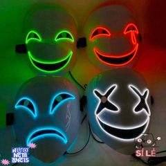 Mặt Nạ LED Phát Sáng Đen Trắng Cosplay Thiên Thần Nụ Cười Hiruko - Phụ Kiện Halloween Độc Đáo cho Tiệc Hóa Trang