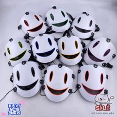 Mặt Nạ LED Phát Sáng Đen Trắng Cosplay Thiên Thần Nụ Cười Hiruko - Phụ Kiện Halloween Độc Đáo cho Tiệc Hóa Trang
