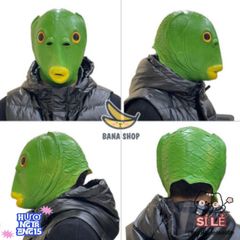 Mặt Nạ Silicone Cá Xanh Lá Rực Rỡ - Độc Đáo Cho Halloween, Đồ Trang Trí Tiệc Hóa Trang Thú Vị