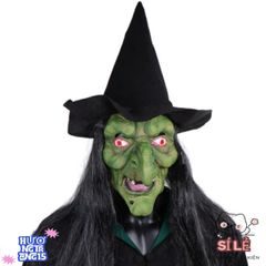 Mặt Nạ Phù Thủy Ma Quái Tóc Dài Kèm Mũ - Phụ Kiện Hoàn Hảo Cho Tiệc Halloween, Cosplay, Lễ Hội Hóa Trang