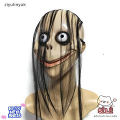 Mặt nạ Halloween Ziyulinyuk - Tóc Dài Huyền Bí Miệng V cho Bữa Tiệc Hóa Trang - Phụ Kiện Trang Trí Ma Nữ