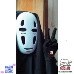 Bộ trang phục cosplay Vô Diện (Kaonashi) - Áo choàng đen, mặt nạ đặc trưng, găng tay cho lễ hội Halloween và cosplay anime