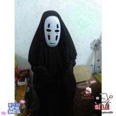 Bộ trang phục cosplay Vô Diện (Kaonashi) - Áo choàng đen, mặt nạ đặc trưng, găng tay cho lễ hội Halloween và cosplay anime