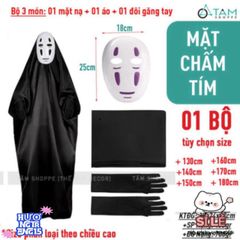 Bộ trang phục Halloween Vô Diện cho trẻ em và người lớn - Áo đen, mặt nạ và găng tay - Hóa trang ấn tượng cho sự kiện lễ hội