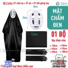 Bộ trang phục Halloween Vô Diện cho trẻ em và người lớn - Áo đen, mặt nạ và găng tay - Hóa trang ấn tượng cho sự kiện lễ hội
