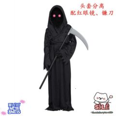 Bộ Trang Phục Thần Chết Full Set 4 Món - Áo Choàng, Găng Tay, Kính LED Đỏ Rực, Lưỡi Hái Kinh Dị Cho Halloween