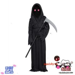 Bộ Trang Phục Thần Chết Full Set 4 Món - Áo Choàng, Găng Tay, Kính LED Đỏ Rực, Lưỡi Hái Kinh Dị Cho Halloween