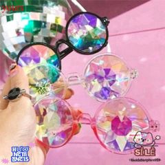 Kính Vạn Hoa Thời Trang Cho Nam Nữ - Gọng Trong Suốt, Tròng Màu Cầu Vồng, Phụ Kiện Dự Tiệc Hấp Dẫn