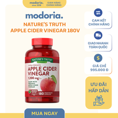 Viên Uống Giấm Táo Nature's Truth 1200mg - 180 Viên Hỗ Trợ Giảm Cân, Tiêu Hóa và Chế Độ Ăn Uống Lành Mạnh - Xuất Xứ Mỹ